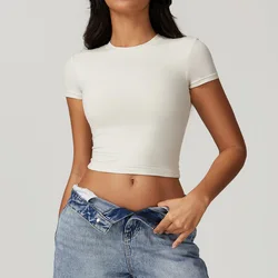 New Sexy Women Yoga T-Shirt Sports Gym Leaky navel Tops Gym Training Shirt Fitness Short Sleeve Yoga Running Workout Tracksuit