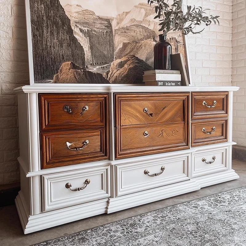 HHSolid الخشب تسعة الصدر خزانة بسيطة غرفة المعيشة خزانة جانبية مدخل خزانة التخزين