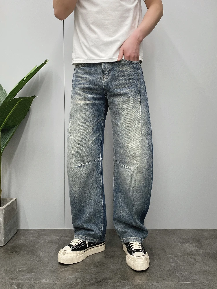 

Loose Wide Leg Banana Pants Men's Heavy Du Waed American Retro Cool Knife Jeans Trendy Straight Cut Youth Casual Jeans