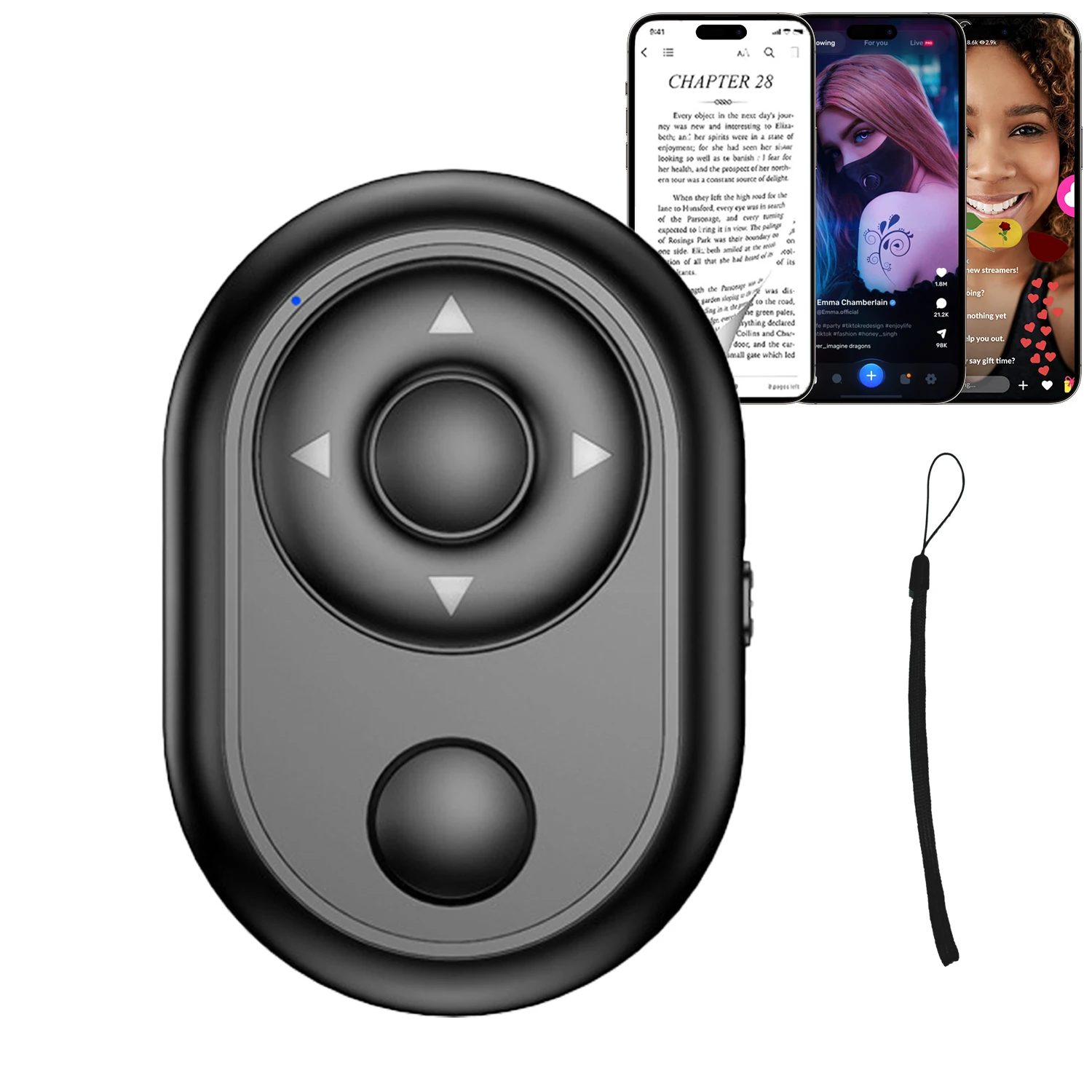 

Wireless Bluetooth Remote Control Novel Page Turner TikTok Camera Remote Control Selfie Stick Button Suitable for phones,tablets