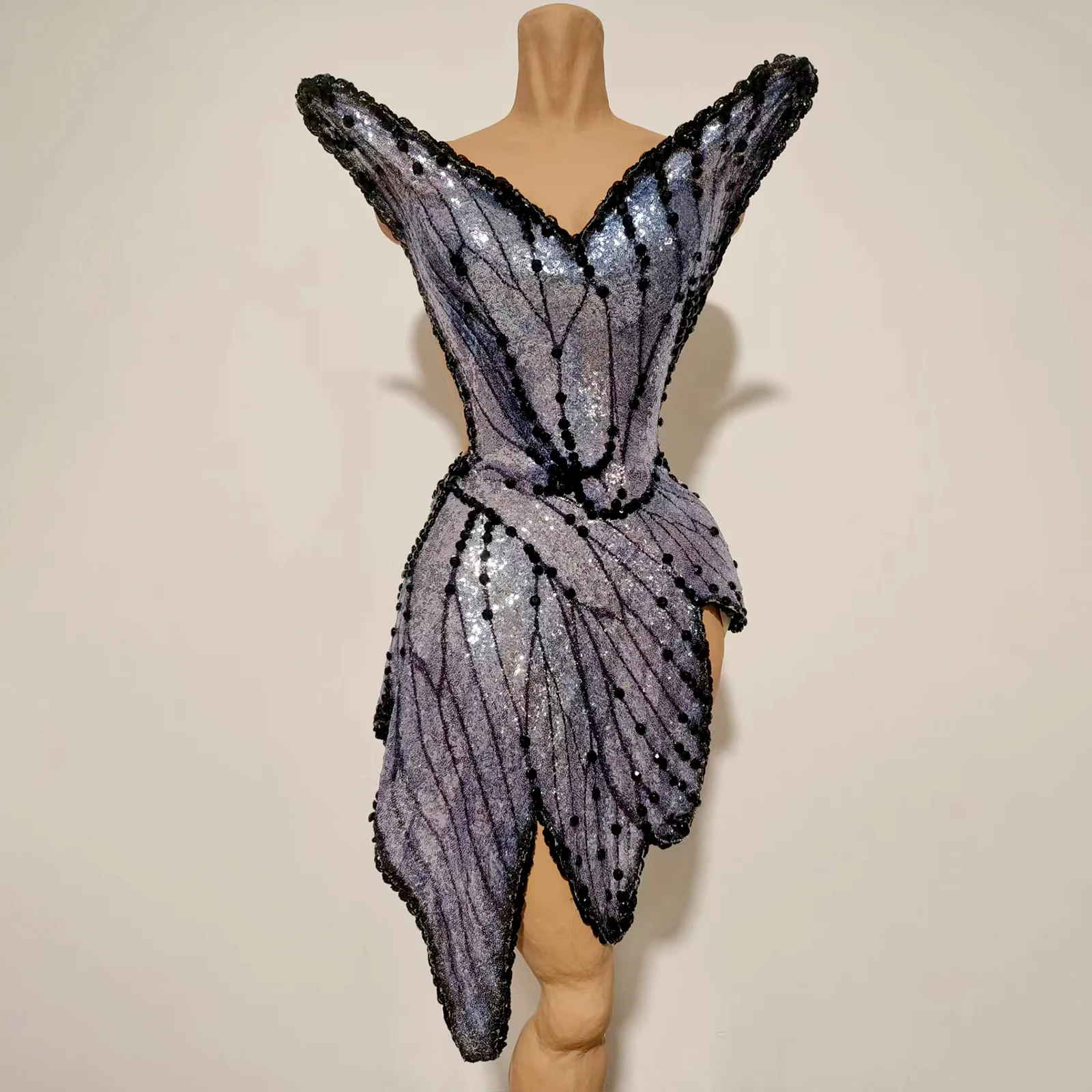 

Creative Fairy Butterfly Wings Shape Show Skirt Design Sequins Mini Dress Celebrity Party Luxury Birthday Party Gown Nightclub