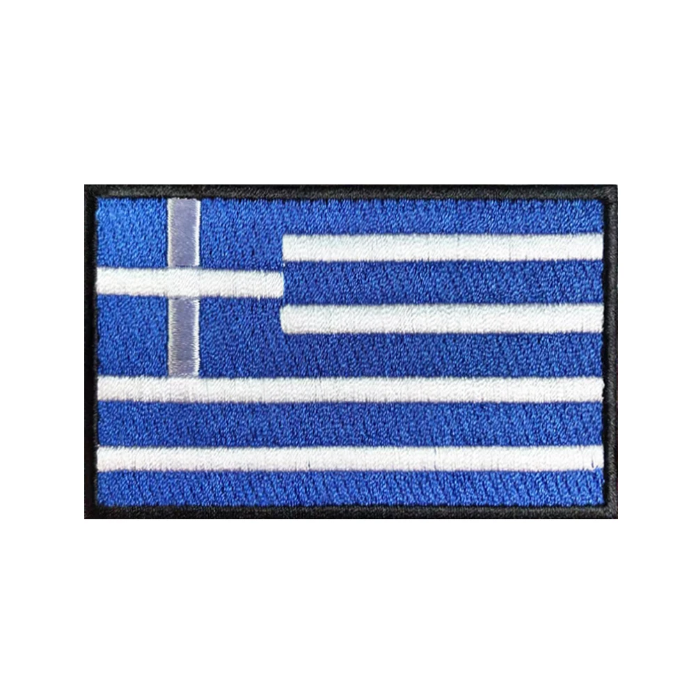 1PC Greek Flag Greece Armband Embroidered Patch Hook & Loop Or Iron On Embroidery  Badge Cloth Military Moral Stripe