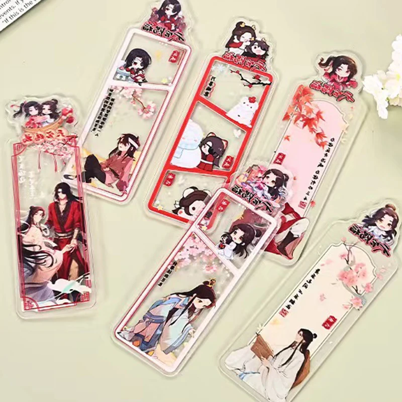 6Pcs/Lot Tian Guan Ci Fu Xie Lian Hua Cheng Acrylic Bookmark Heaven Official's Blessing Cartoon Marker School Office Stationery