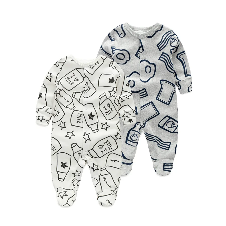 

Комбинезоны из 100% хлопка для новорожденных мальчиков, комбинезоны с мультяшным принтом для маленьких девочек, весенние детские боди с круглым вырезом для маленьких мальчиков, комбинезоны для младенцев