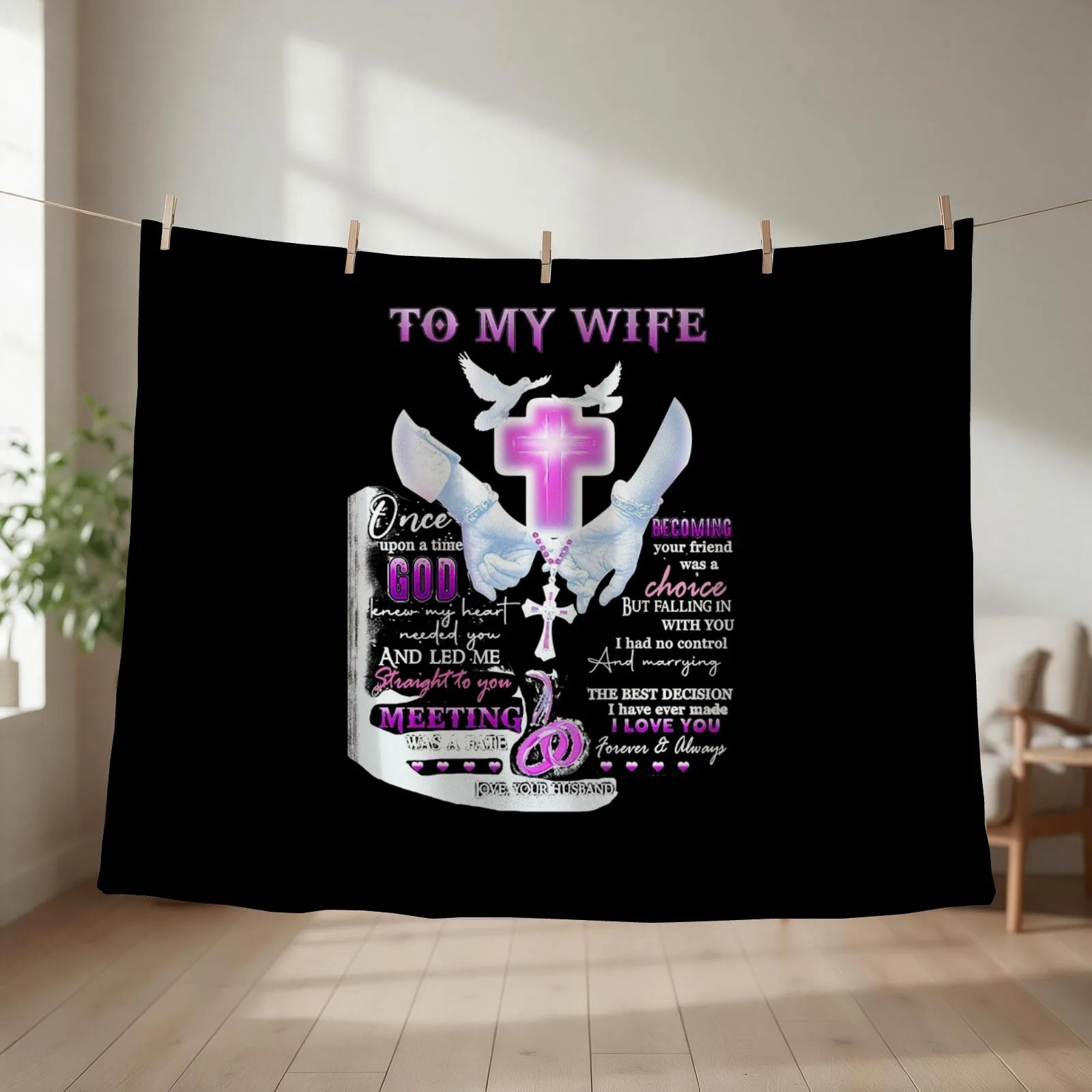 To my wife Once upon a time god knew my heart needed you and led me Throw Blanket Soft Furry Polar Blankets