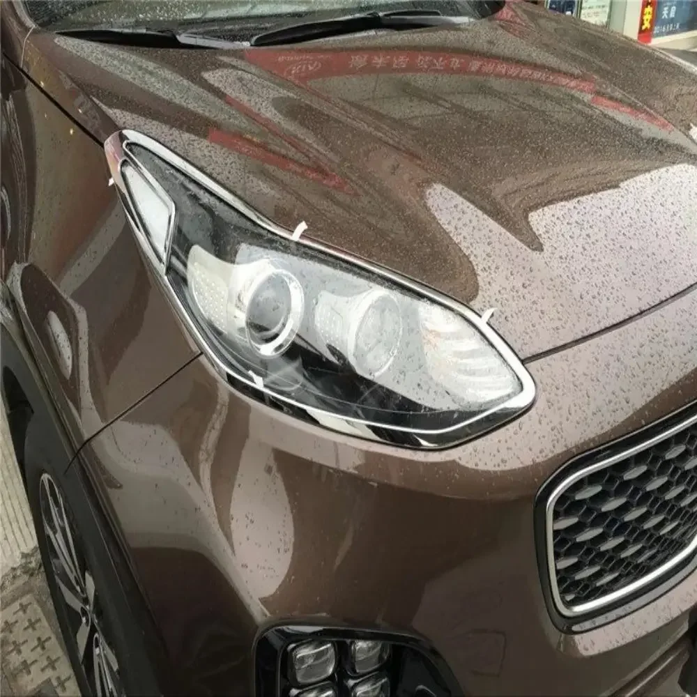 For Kia Sportage 4 QL 2016 2017 2018 ABS Chrome Front Lamp Shade Cover Headlight Covers Trim Sticker Car Accessories