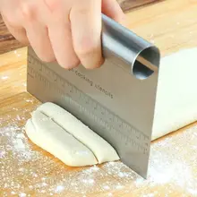 Cortador de espátulas de pastelería de acero inoxidable con escala, raspador de masa para Pizza, herramientas de decoración de pasteles y Fondant, accesorios de cocina para