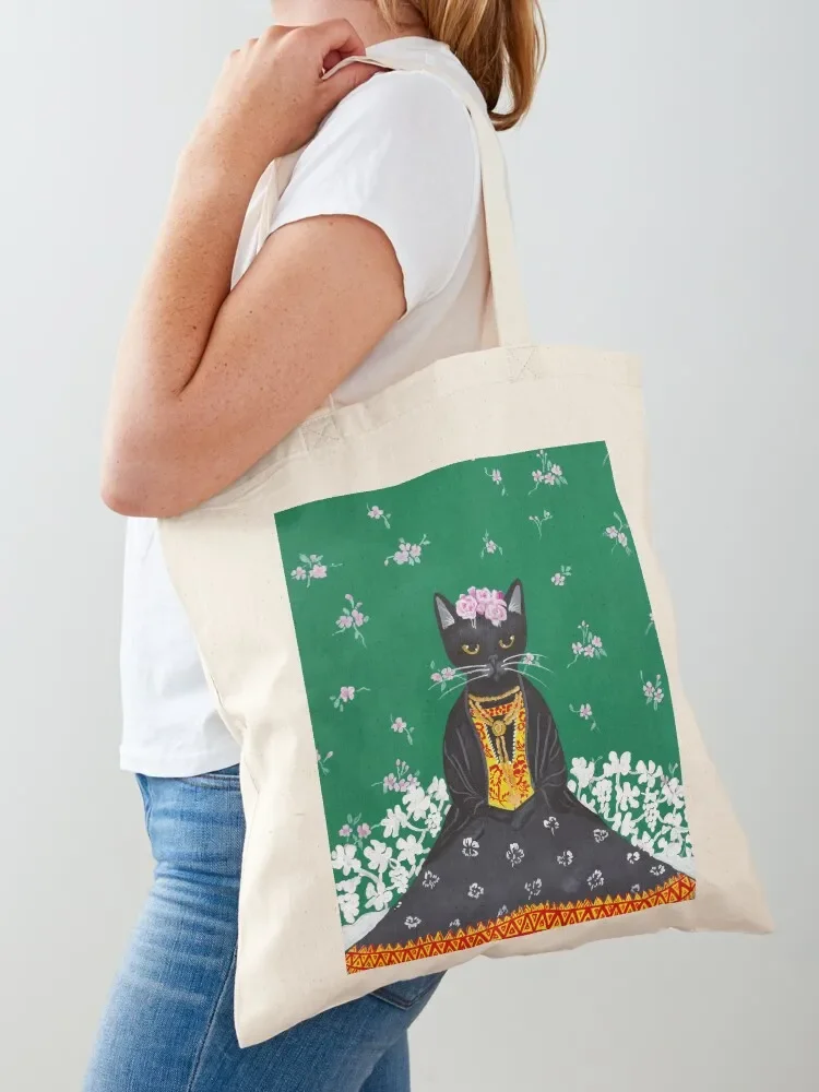 

Black Cat Portrait Tote Bag bags woman 2025 hand bags Canvas stote bag Portable shopping bag