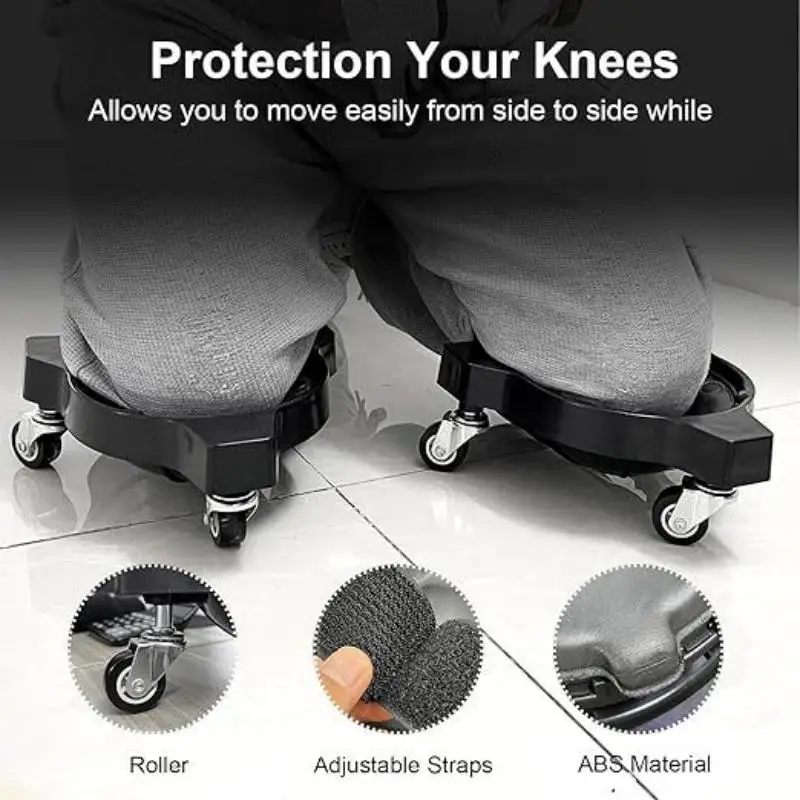 

360° Rotating Knee Wheels - Heavy Duty ABS Kneepad for Floor Work Painting Kneeling Stool with Lockable Anti-Slip Casters