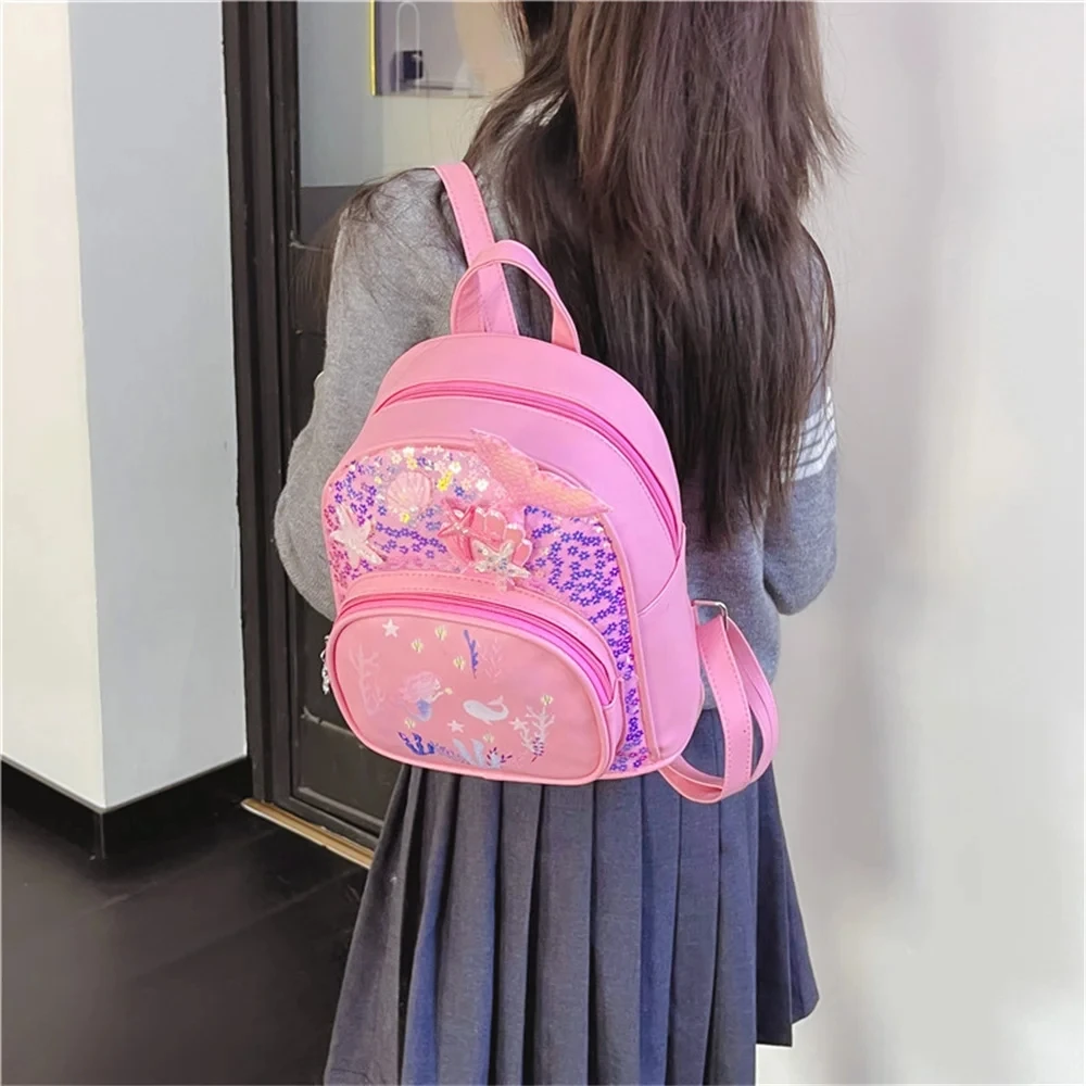 Cute Little Princess Backpack Personalized Girls\' Sequin Small Backpack Custom Name Children\'s Kindergarten Mermaid Schoolbag