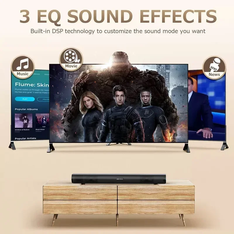 60W Sound Bars for TV Audio with Bluetooth/AUX/HDMI ARC Connection Sound Bar Speaker with Remote Control for PC/Gaming/Projector - view 5