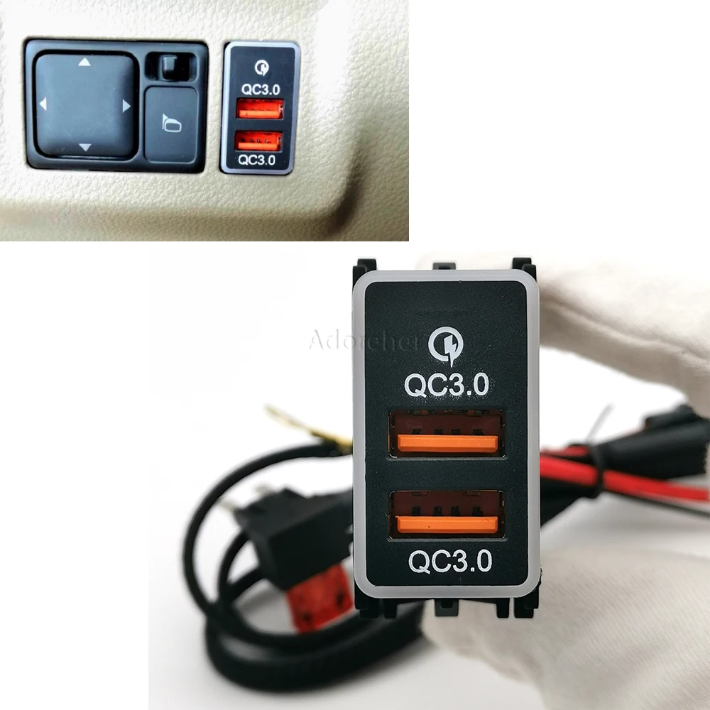 

Совместим с Nissan Qashqai Teana Sunny Y61 Y62 X-Trail Sylphy Car QC3.0 USB-адаптер с двойным интерфейсом зарядного устройства