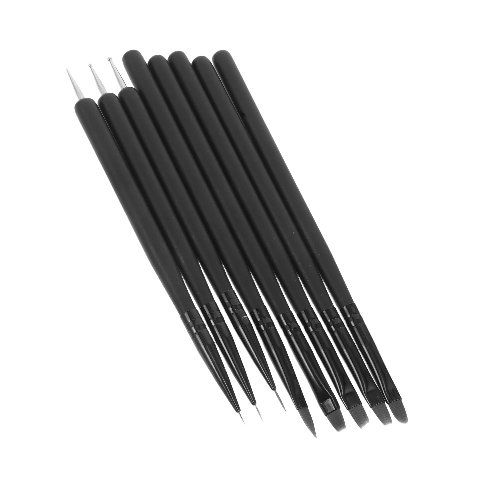 

8pcs Art Brushes Set Black Wooden Handle Dual-Ended Precision Dotting Striping Pens For Gel Polish Manicure Design