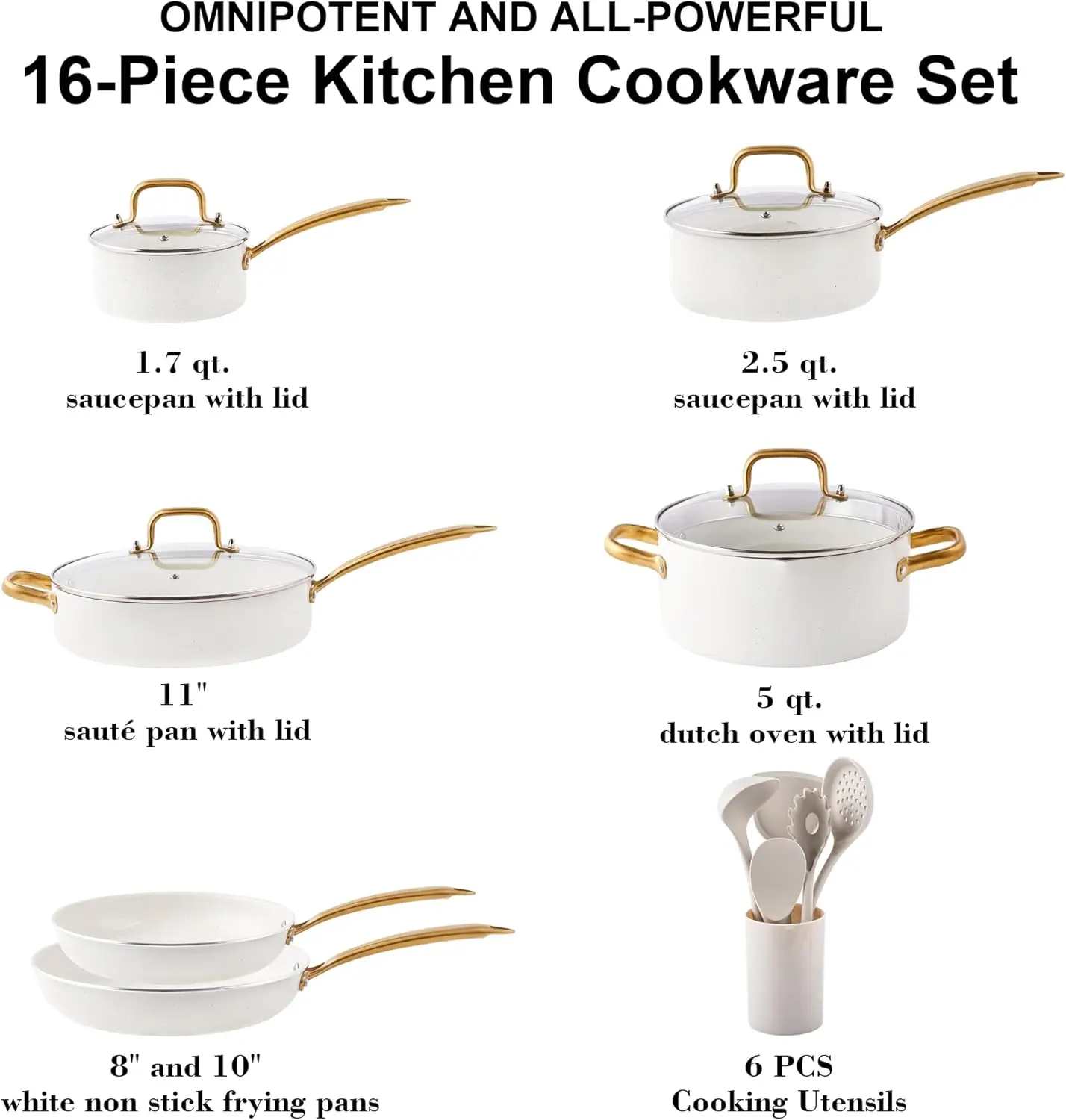 Cookware Set - 16 PCS Non Toxin Pots and Pans Set Non stick With Dutch Oven, Frying Pan Set, Saucepan, Sauté Pan