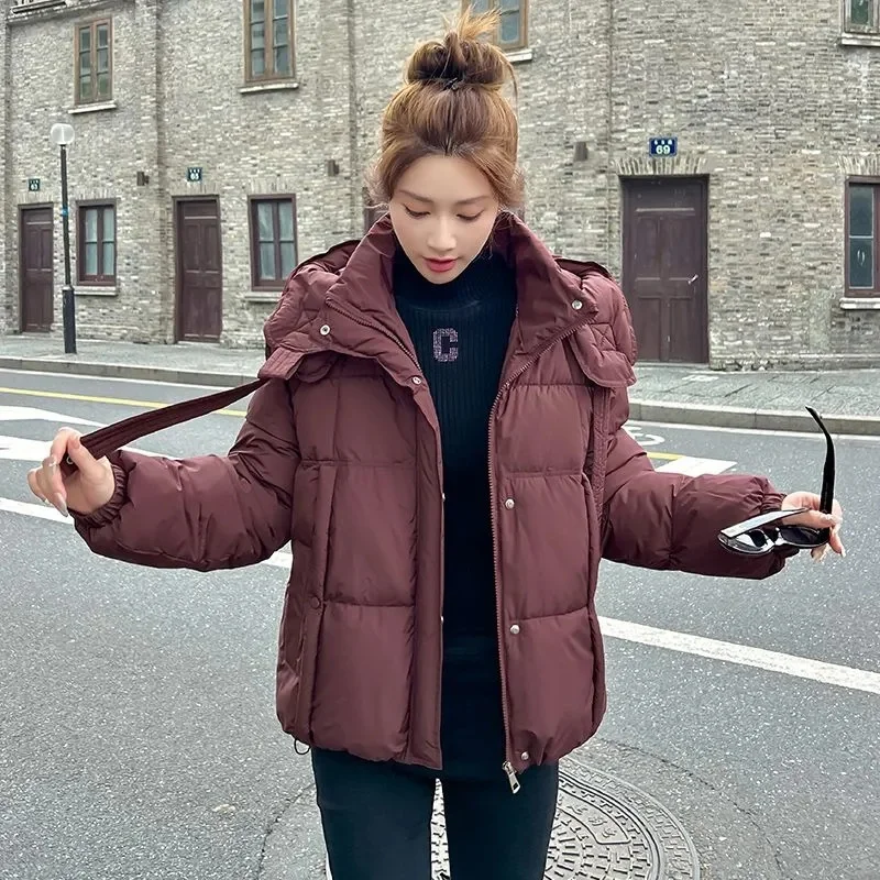 

New Winter Women's Parkas Coat Jacket Elegant Warm Thick Down Cotton Jacket Female Hooded Loose bread Service Outwear Overcoat
