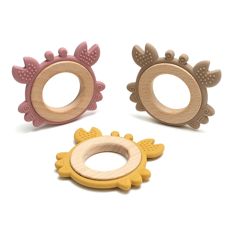 1PC Wooden Ring Teether Toy Food Grade Wood Ring Weaning Molars Baby Toy Healthy Rodent Portable Chewing Baby Accessories