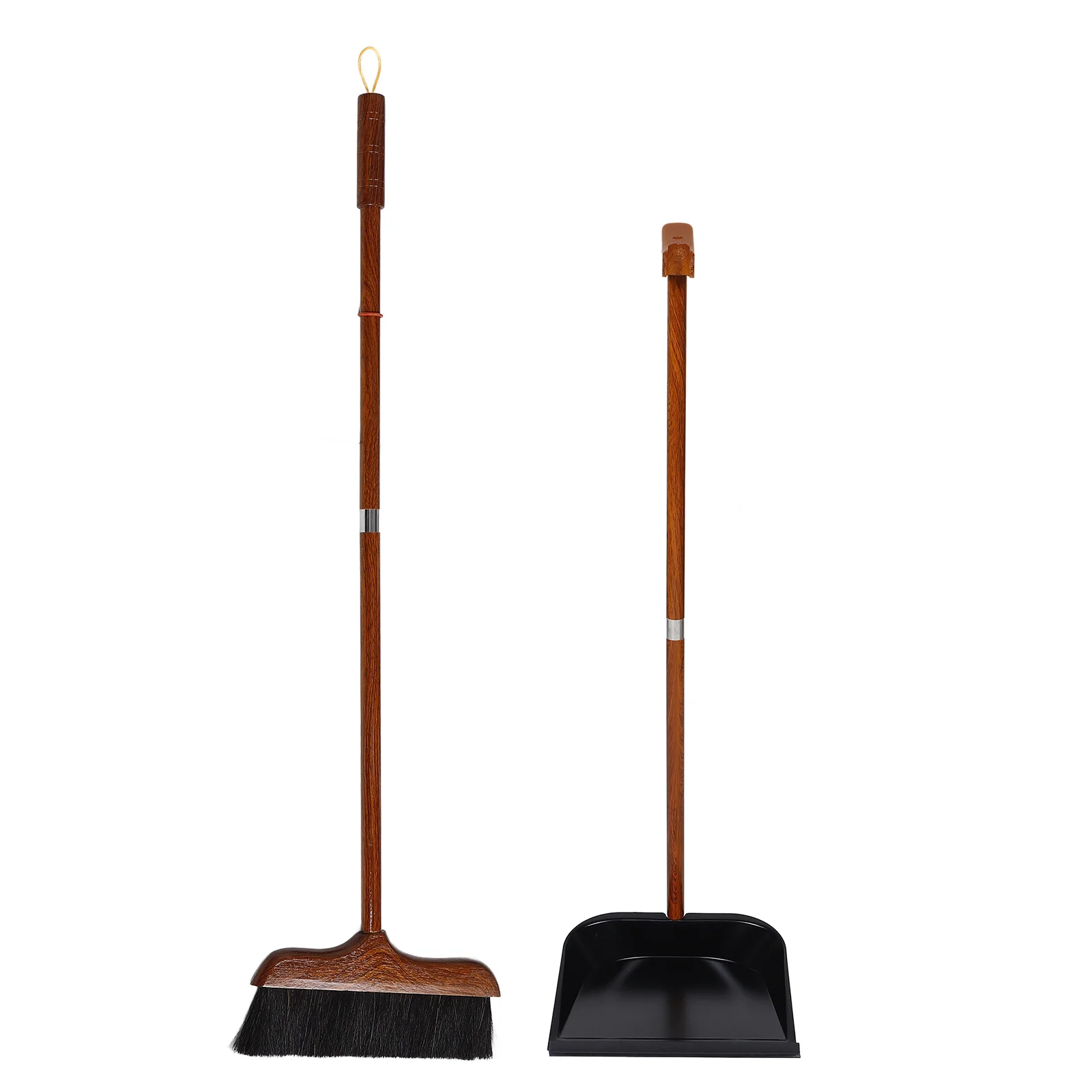 

Long Handle Broom and Dustpan Set Redwood Horsehair Floor Cleaning Tool for Home Kitchen Patio Indoor Outdoor Use Soft Bristles