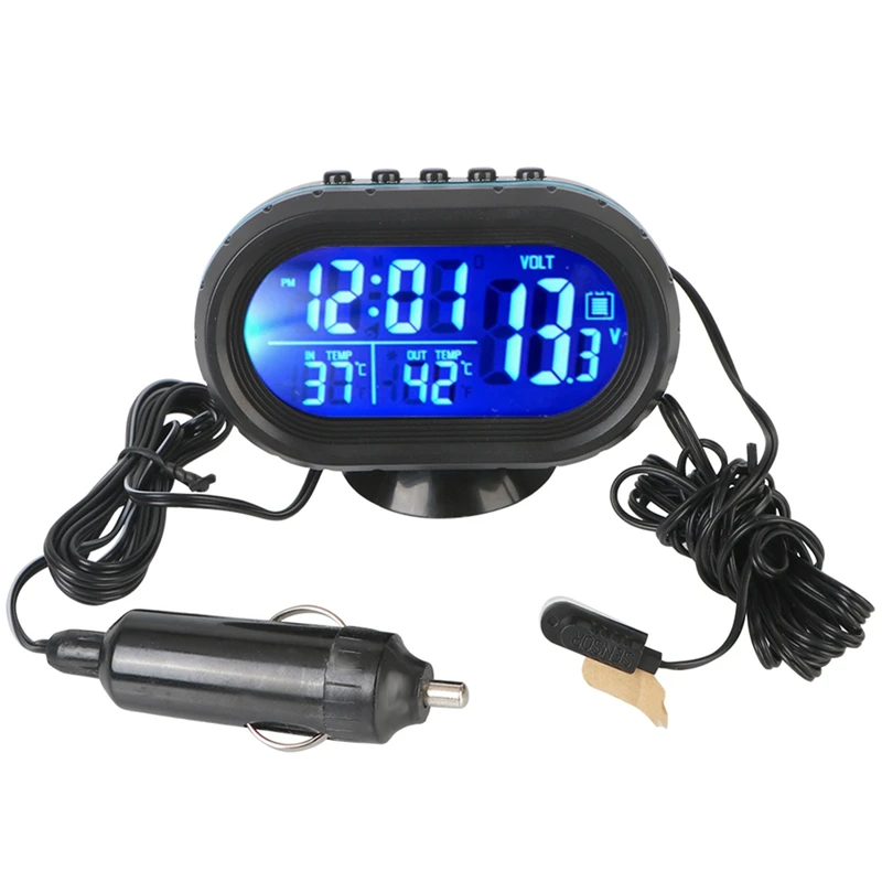 Interior Accessories 3 In 1 Car Voltmeter Thermometer Backlight LCD Digital Noctilucous Clock 12V/24V Car Electronic