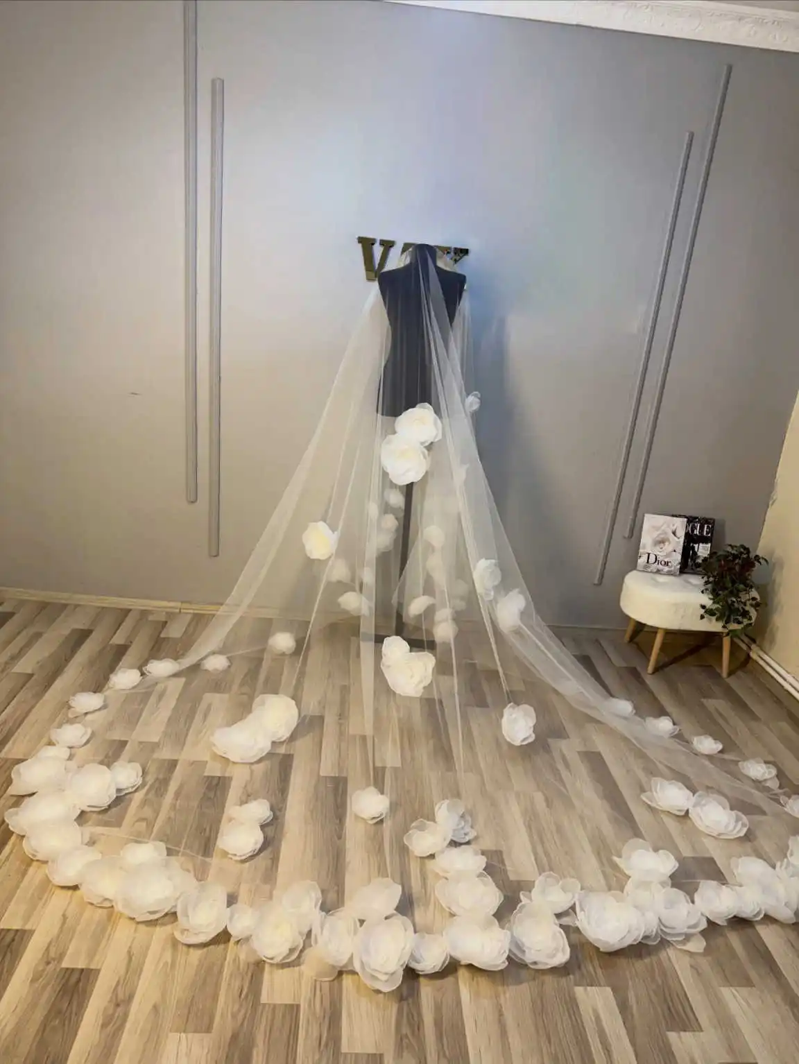 

Изысканная свадебная фата длиной 3 м с расческой, однослойная кружевная 3D аппликация, свадебные аксессуары velos de novia