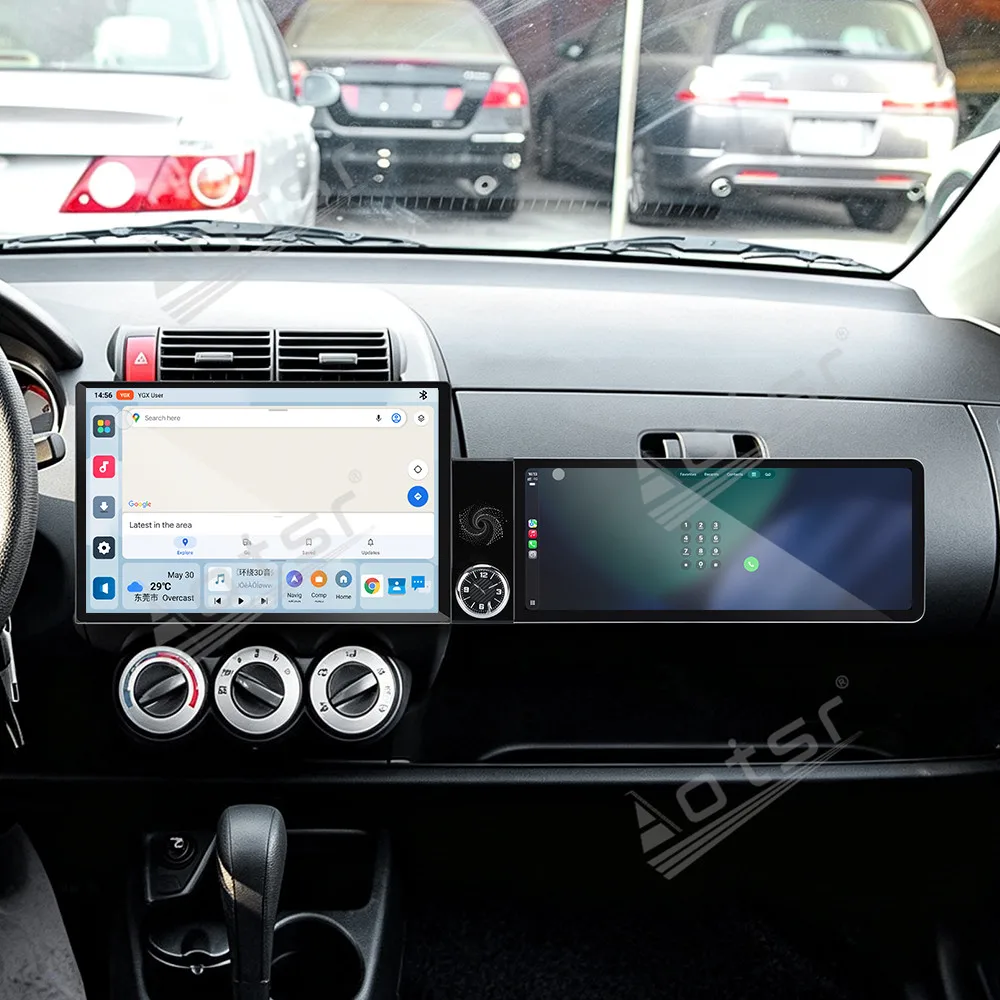 Aotsr Qualcomm Android 13 Radio For Honda Fit 2007-2014 Dual Screen GPS Multimedia Navigation Car Stereo Receiver player