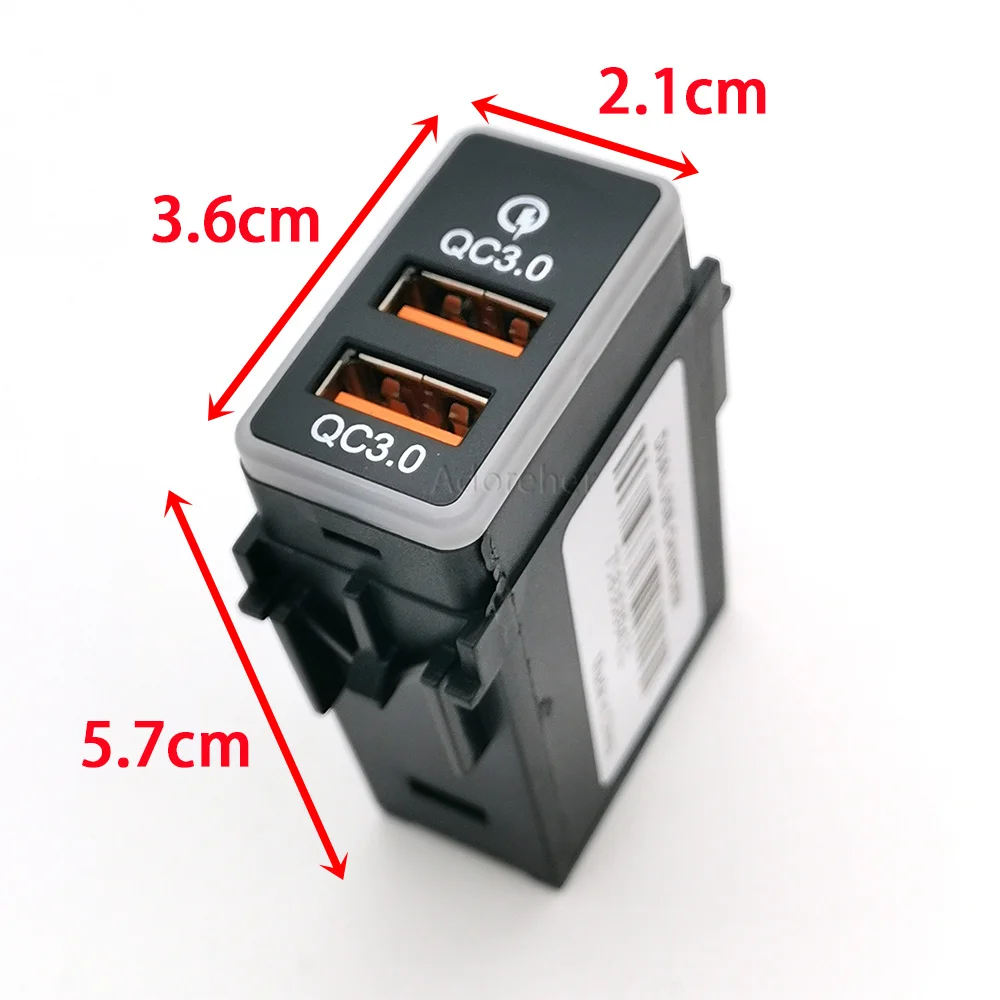 1PC For Nissan Qashqai Teana Sunny Y61 Y62 X-Trail Sylphy Car Quick Charger Dual QC3.0 USB Type C Audio Voltage Socket Adapter