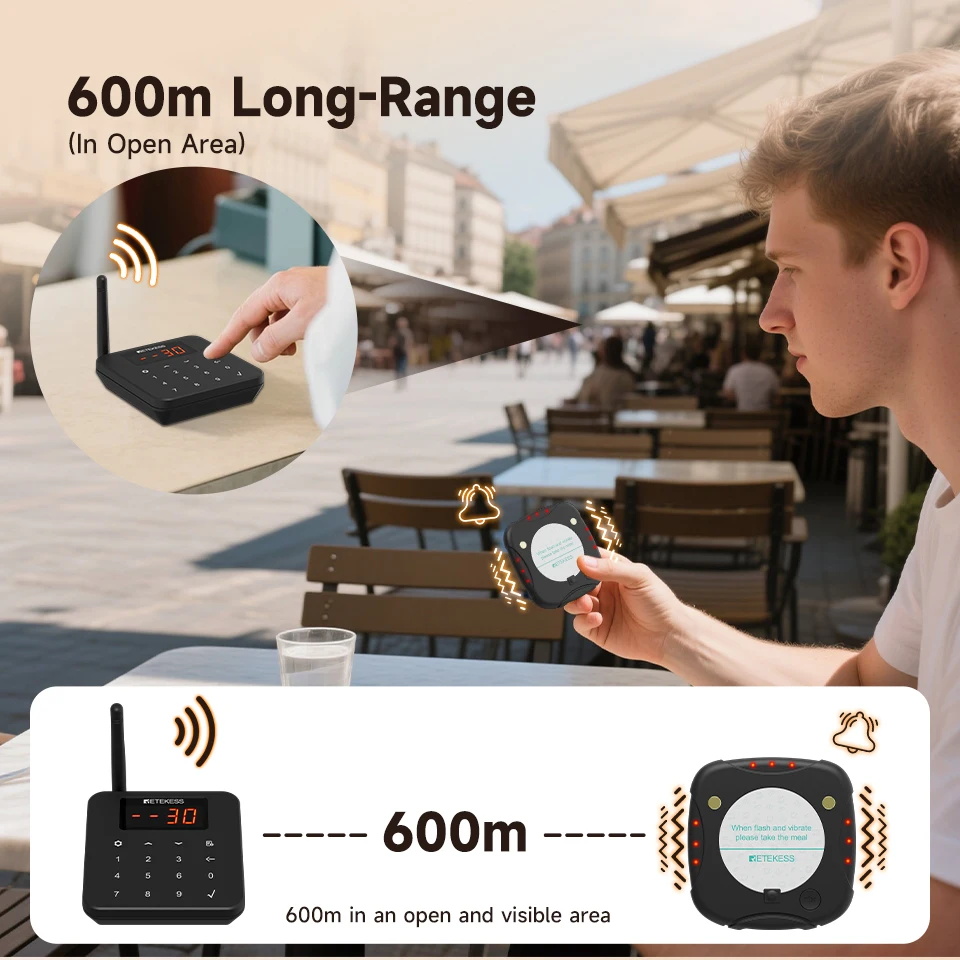 RETEKESS TD186 Accessories Restaurant Pager Launch Keyboard Anti-tip Charging Dock 5 or 10Pcs Pager for Food Truck Cafe Bar