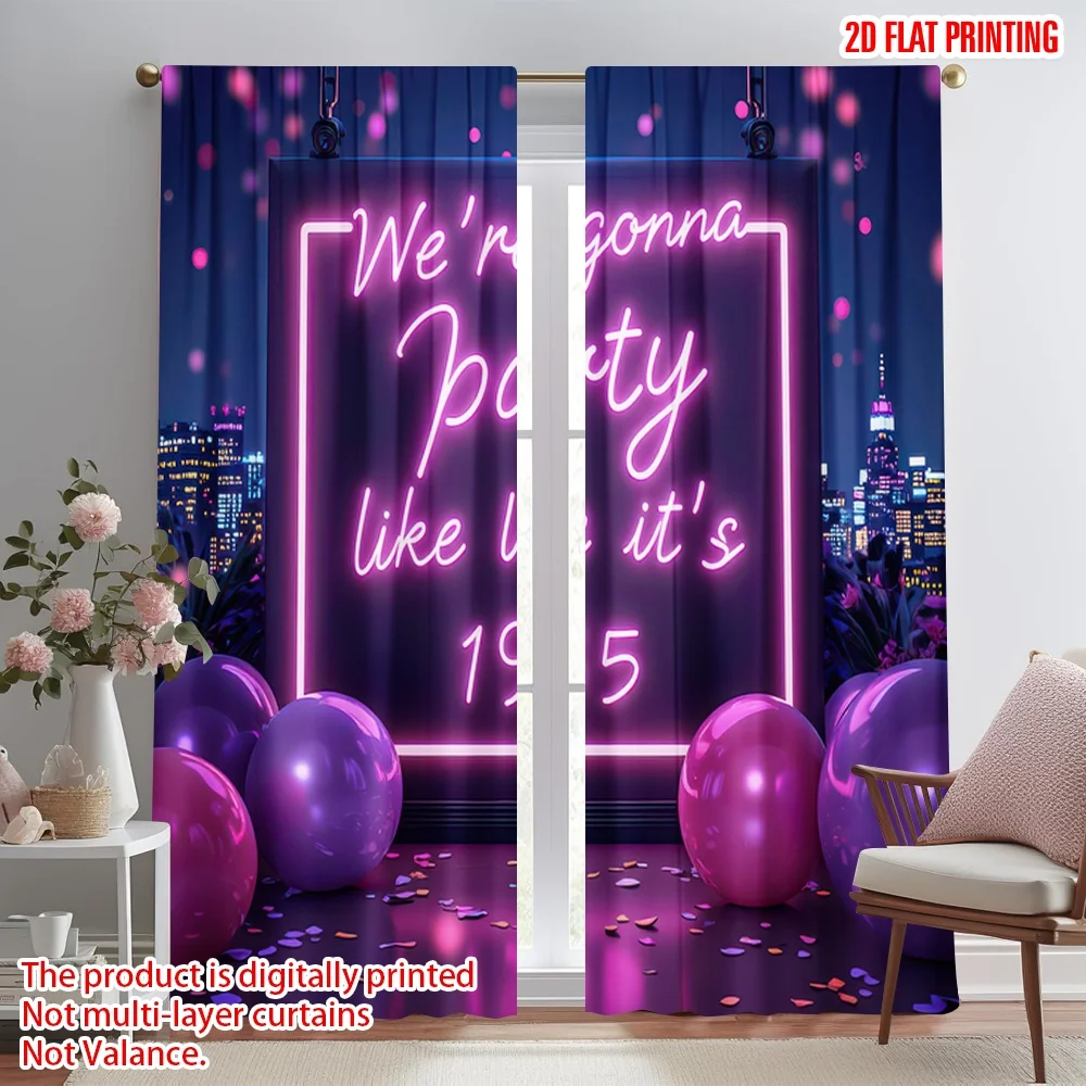 

2D flat printing 2pcs Curtains Party Celebration Digital Printed Polyester Drapes Birthday Party Use for Outdoor Holiday