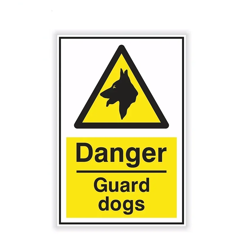 1 Piece DANGER GUARD DOGS Car Sticker Warning Safety Vinyl Caution SECURITY Protected Decal Waterproof Styling13cm*8.5cm