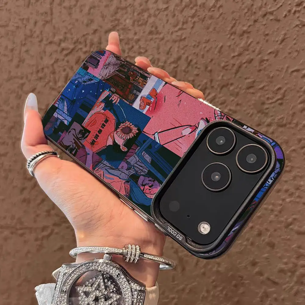 Retro Japanese Style Phone Case For IPhone 17 Air 16 E 15 14 Plus 13 12 11 Pro Max Colored Silver Cover