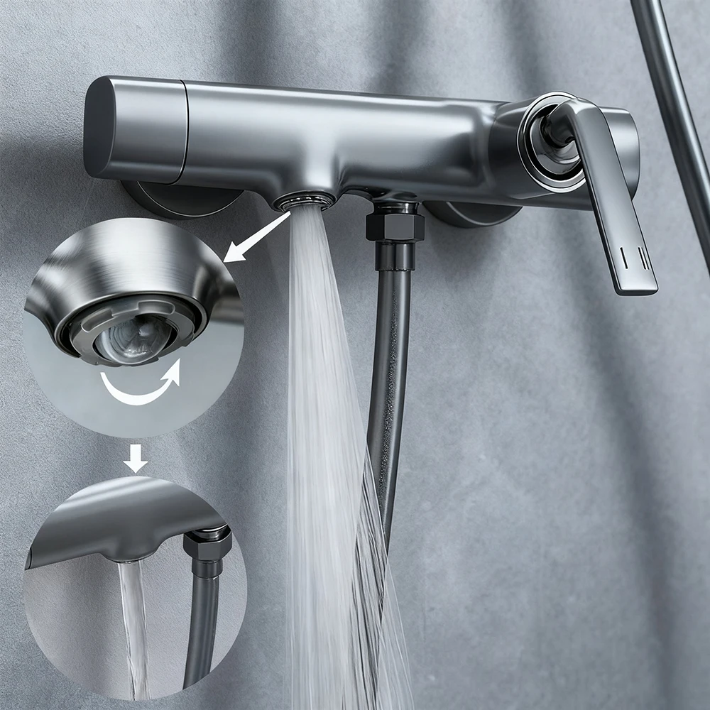 Sistem Shower Termostatik Modern Mewah untuk Keran Mixer Kamar Mandi, Set Shower Hujan Bak Mandi, Kolom Shower Mandi Sederhana Mixer kamar mandi, untuk komersial lengkap disikat emas set lengkap Garansi 10 tahun