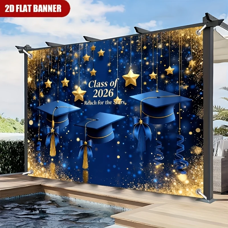 VIKAMA Graduation Tapestry, 2D Flat Decorative Wall Hanging Banner for Dorm Room, Celebrate Joy Of Graduation Home Decor