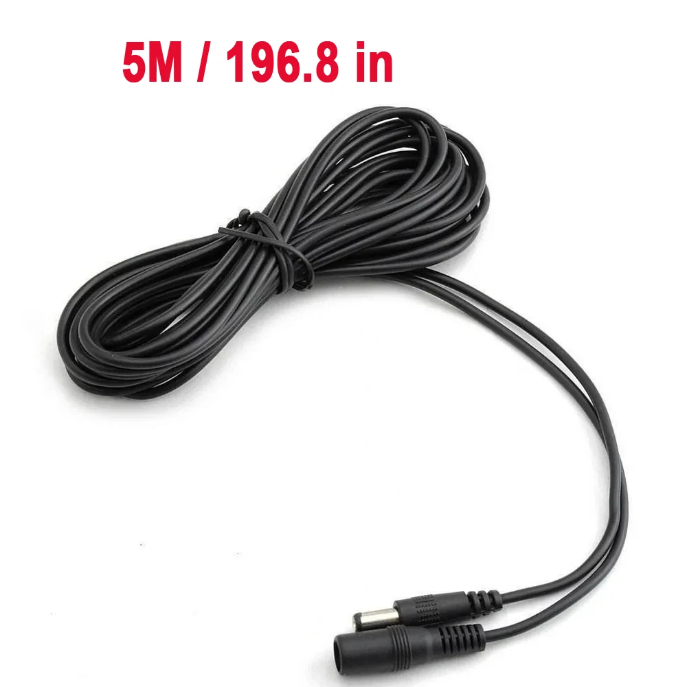 196.8in/ 5M 5.5mm*2.1mm DC Power Connector Extension Cord Jack Adapter Lead Cable DC Female Male Extension External Plug JIENUO