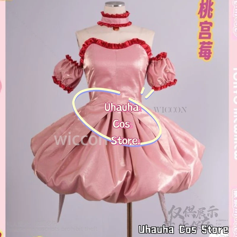 Anime Tokyo Mew Mew Cosplay Momomiya Ichigo Costume Pink Dress Lolita Strawberry Cat Ear Tail Props Wigs For Girls Customized