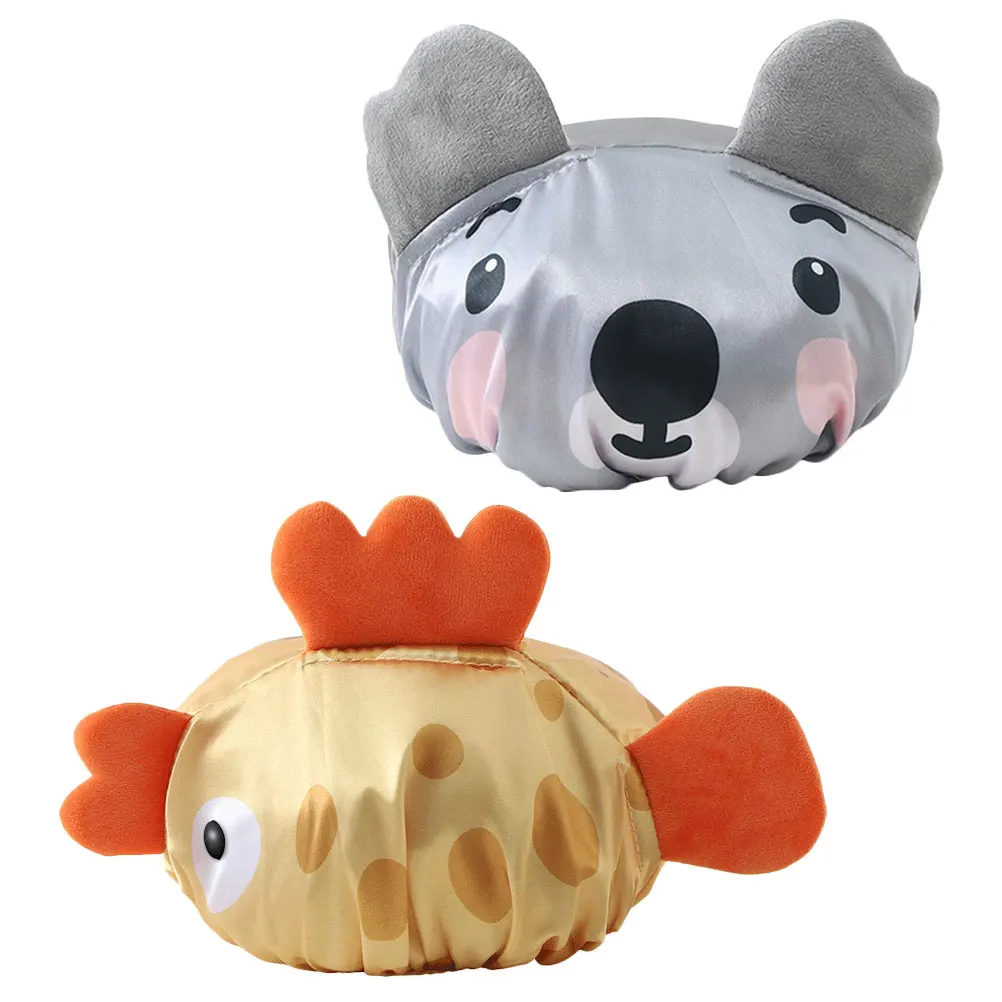 

2pcs Cartoon Shower Cap Kids Reusable Children Shampoo Baby Bath Hat Caps Girls Double Layer PEVA Polyester Lightweight