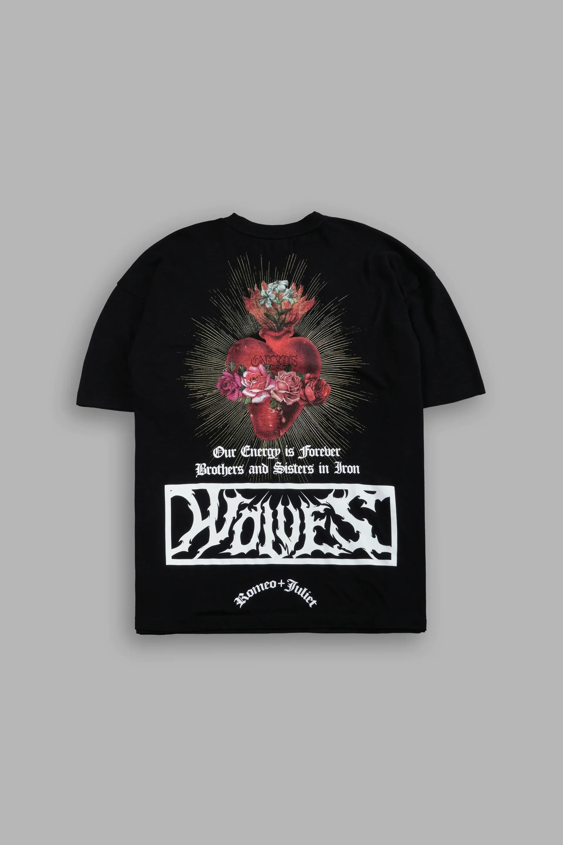 2026 Vintage Sacred Heart Rose Floral Back Print Crew Neck Short Sleeve T-Shirt, Kids Adults Gym Street Workout Tee