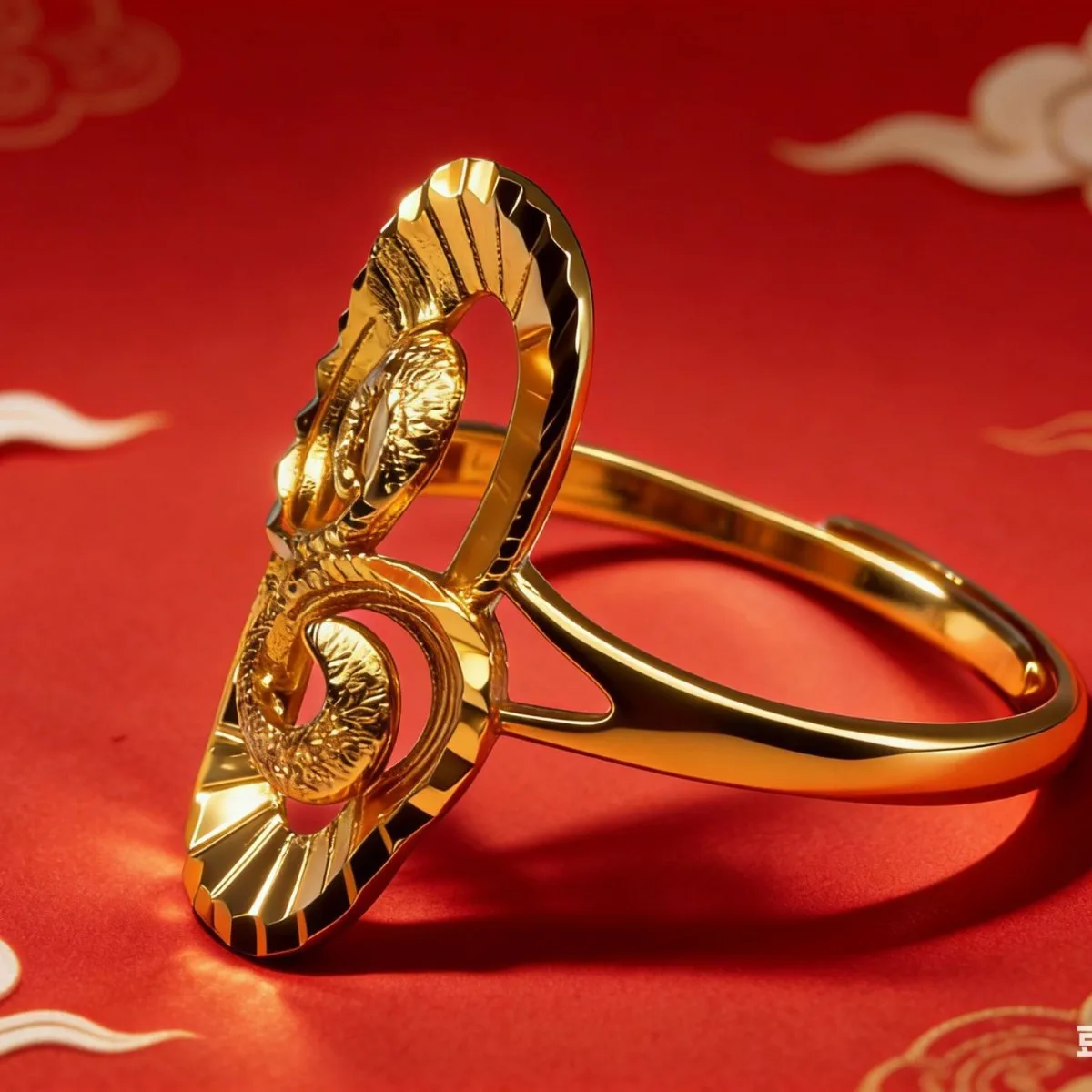 Flexible opening adapts to different finger sizes, women's flower ring made of 24K Gold AU999 with exquisite sculpting