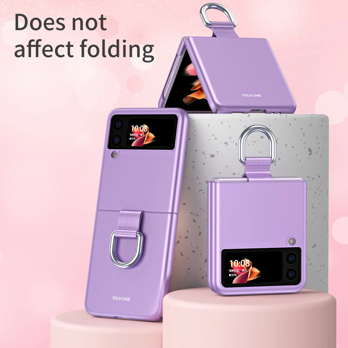 Anti-Fingerprint Matte PC Fitted Case for Samsung Galaxy Z Flip 3 5 flip5 Flip4 Flip 4 5G Flip3 Anti-Shock Cover Ring Holder