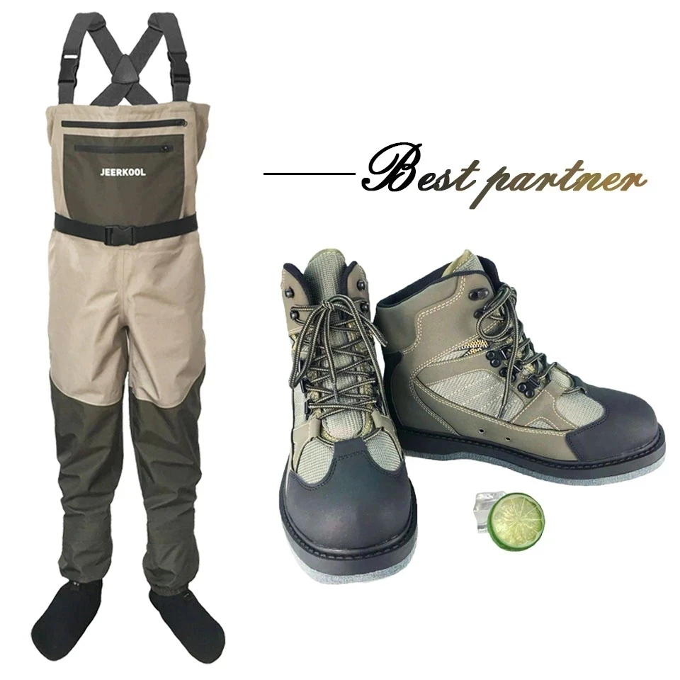 Fly Fishing Clothes Waders Outdoor Fishing Hunting Wading Pants and Shoes Aqua Sneakers Overalls Felt  Rubber Sole Fishing Boots