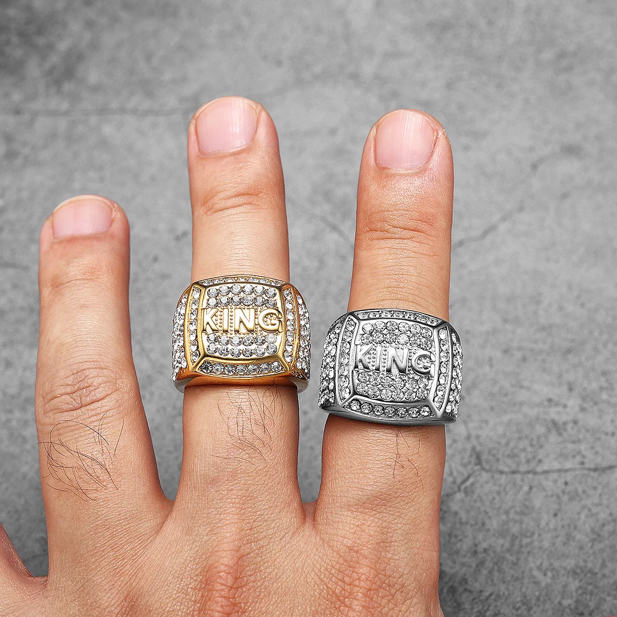 Hiphop King Gemstone Stainless Steel Men Rings Punk New In For Male Women Fashion Jewelry Creativity Gift Wholesale Dropshiping