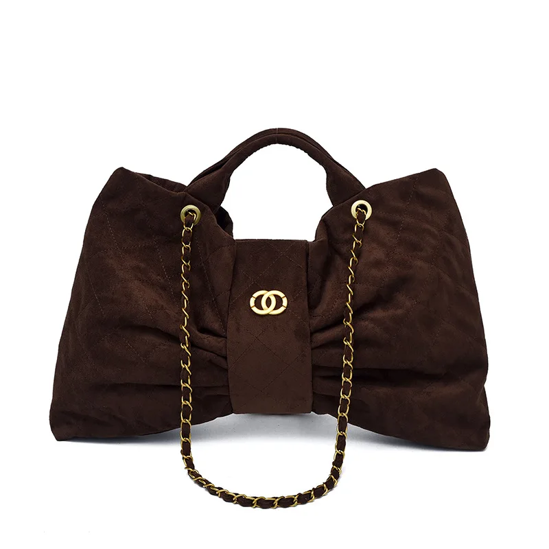 حقيبة كتف فاخرة بفيونكة 2025، محفظة كروس مبطنة من جلد الغزال للنساء حقيبة يد أنيقة تحت الإبط #6