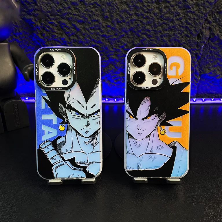 Cartoon B-BallS Phone Case for D-DragonS Goku Vegeta  iPhone 16 15 14 13 12 11 Pro Max X XR XSMax 7 8 Plus Matte Aurora Laser