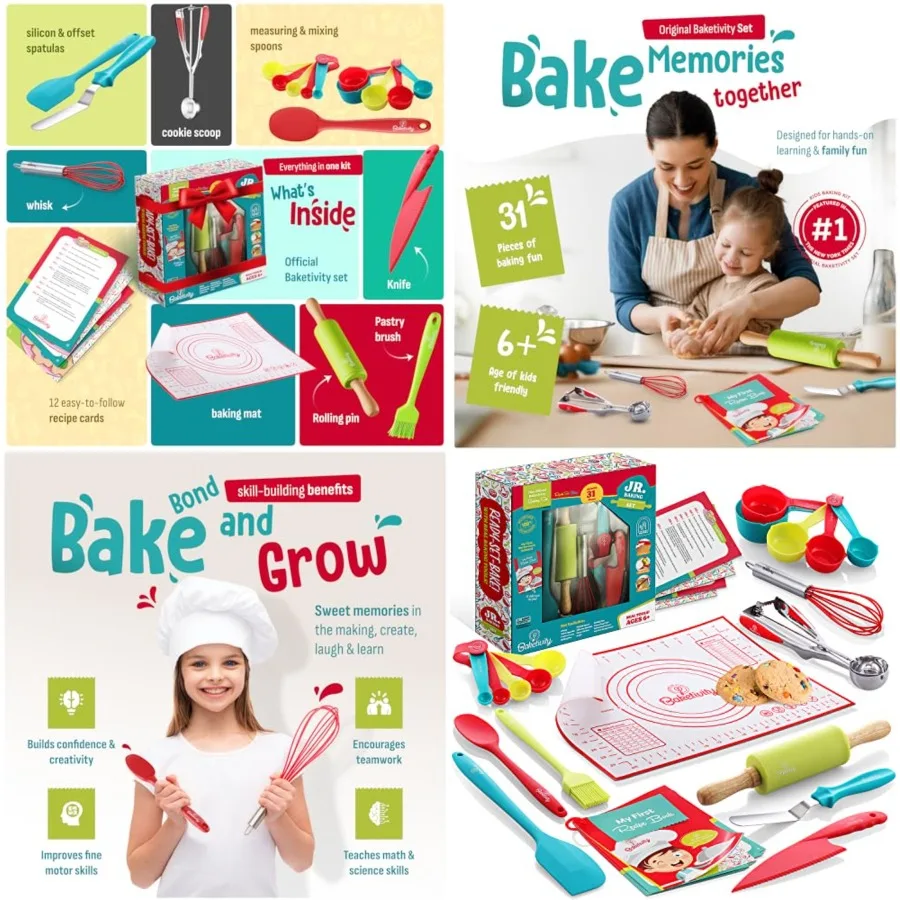 

31-Piece Tools Real Cooking Utensils for Safe, Durable, and Fun Kitchen Accessories Gift for Young Chefs