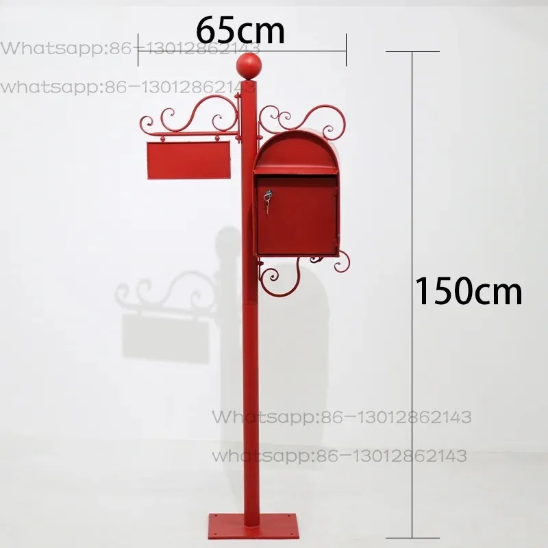 Iron Art Villa Mailbox Floor-standing Metal Mailbox Outdoor Rural Road Sign Mailbox