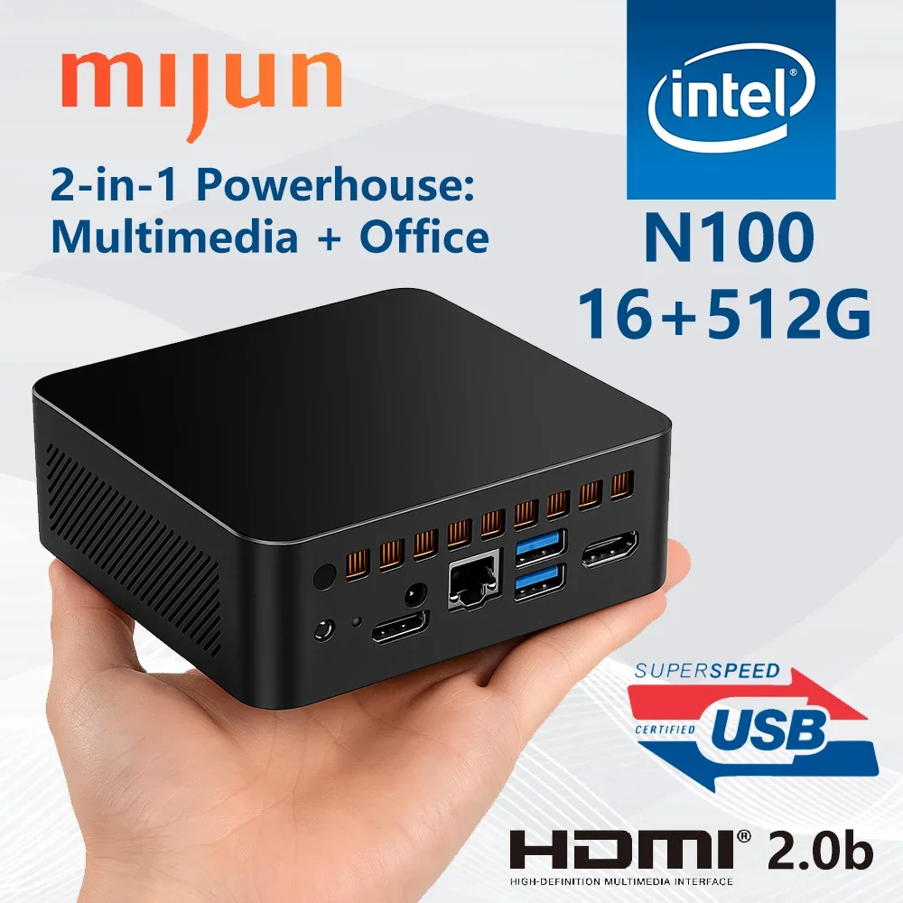 

Office Mini PC Intel N100 DDR4 16GB RAM 512GB ROM PCIe M.2 SSD WiFi 5 BT5.0 Desktop Computer Support Windows 11 Pro Mini Pc Work