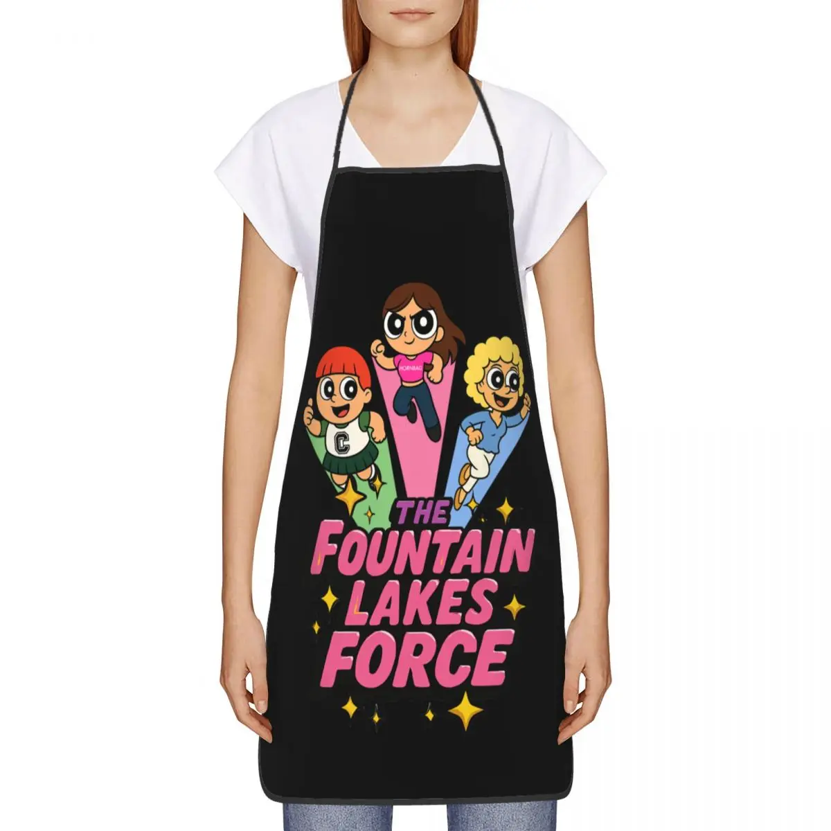 Custom Bib Fountain Lakes Force Apron Unisex Adult Chef Cooking Kitchen Australian Sitcom Kath & Kim Tablier Cuisine Baking