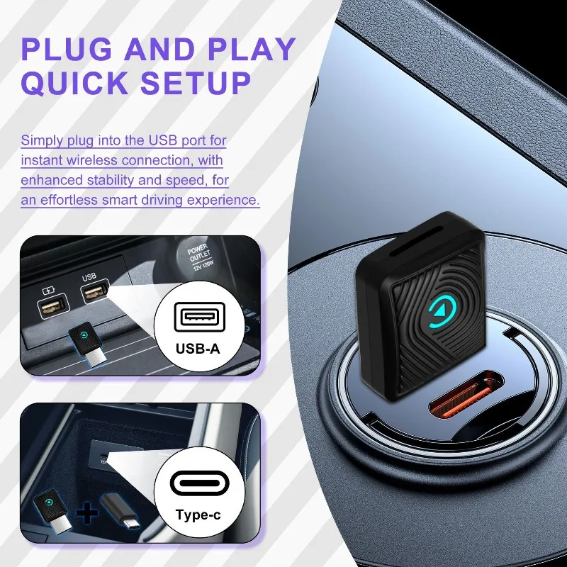 CP025 Wired To Wireless CarPlay Box Car Interconnection Box Smart Portable Interconnection Adapter