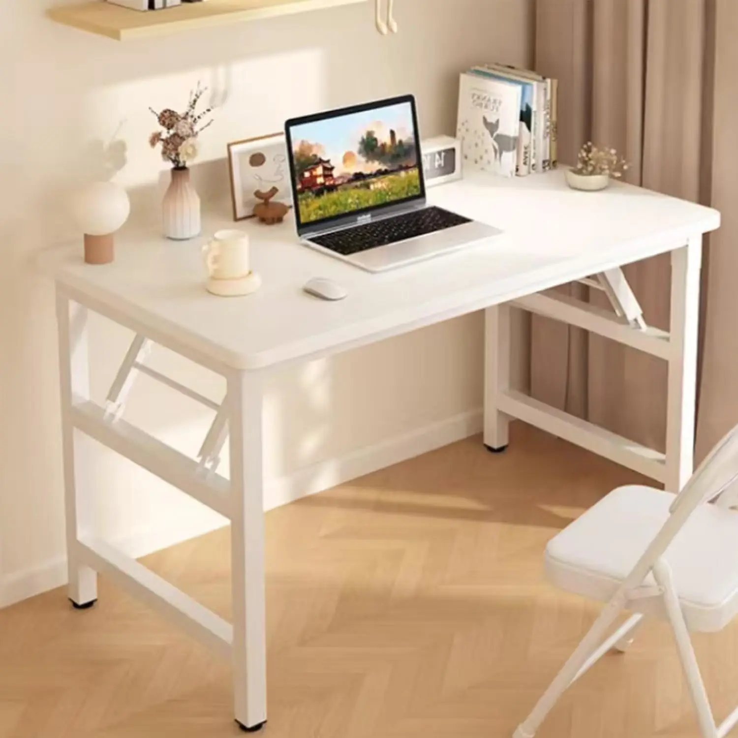 

Folding Desk,31.5 Inch No Assembly Folding Computer Desk, Space-Saving Small Desk for Home Office Bedroom Dorm, Customized