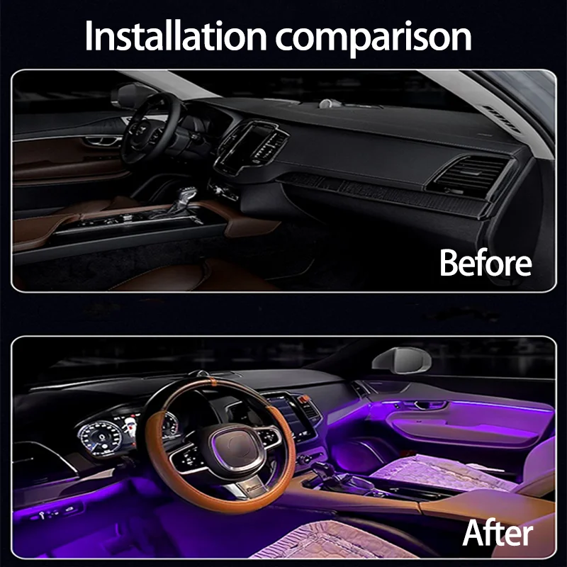 Ouchuangbo LED Ambient Lighting For XC90 2015-2024 Backlight Mood Light Interior atmosphere kit Innenbeleuchtung lumini Luminous