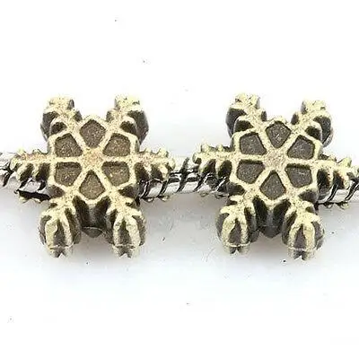 10pcs 12x7mm ,hole:4mm 2-sided snowflake beads fit bracelet EF0172