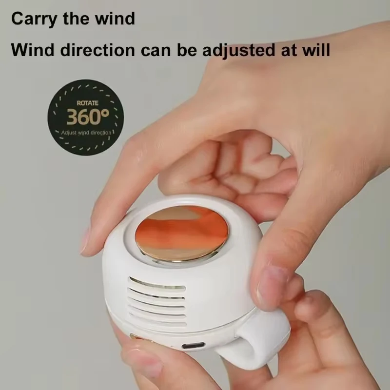 Portable silent mini bladeless electric fan adjustable 3-speed suspended waist fan rotating body fan suitable for outdoor work ﻿ image 6
